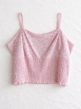 Torrid Pink Lace Smocked Crop Top |Woman 6X Feminine Y2K Cami Baddie  2023